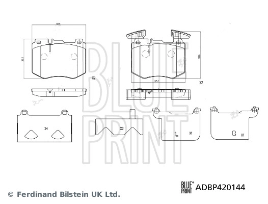 Комплект тормозных колодок дисковый тормоз BLUE PRINT ADBP420144