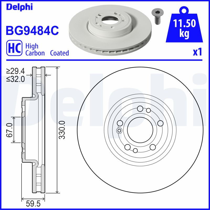Тормозной диск DELPHI BG9484C