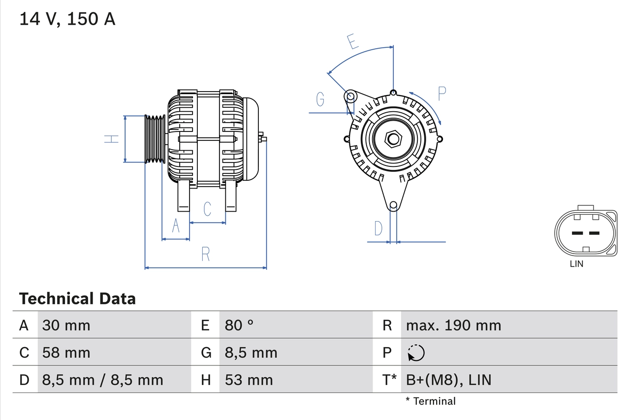 Генератор BOSCH 0 986 082 160
