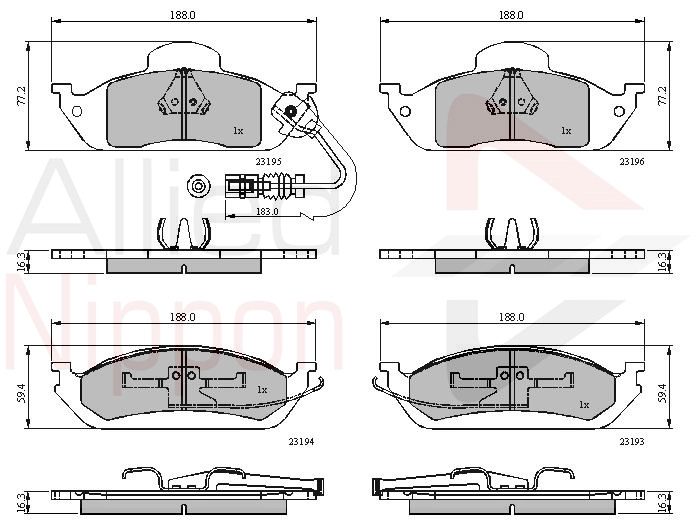 Комплект тормозных колодок дисковый тормоз anl braking ALLIED NIPPON ADB1911