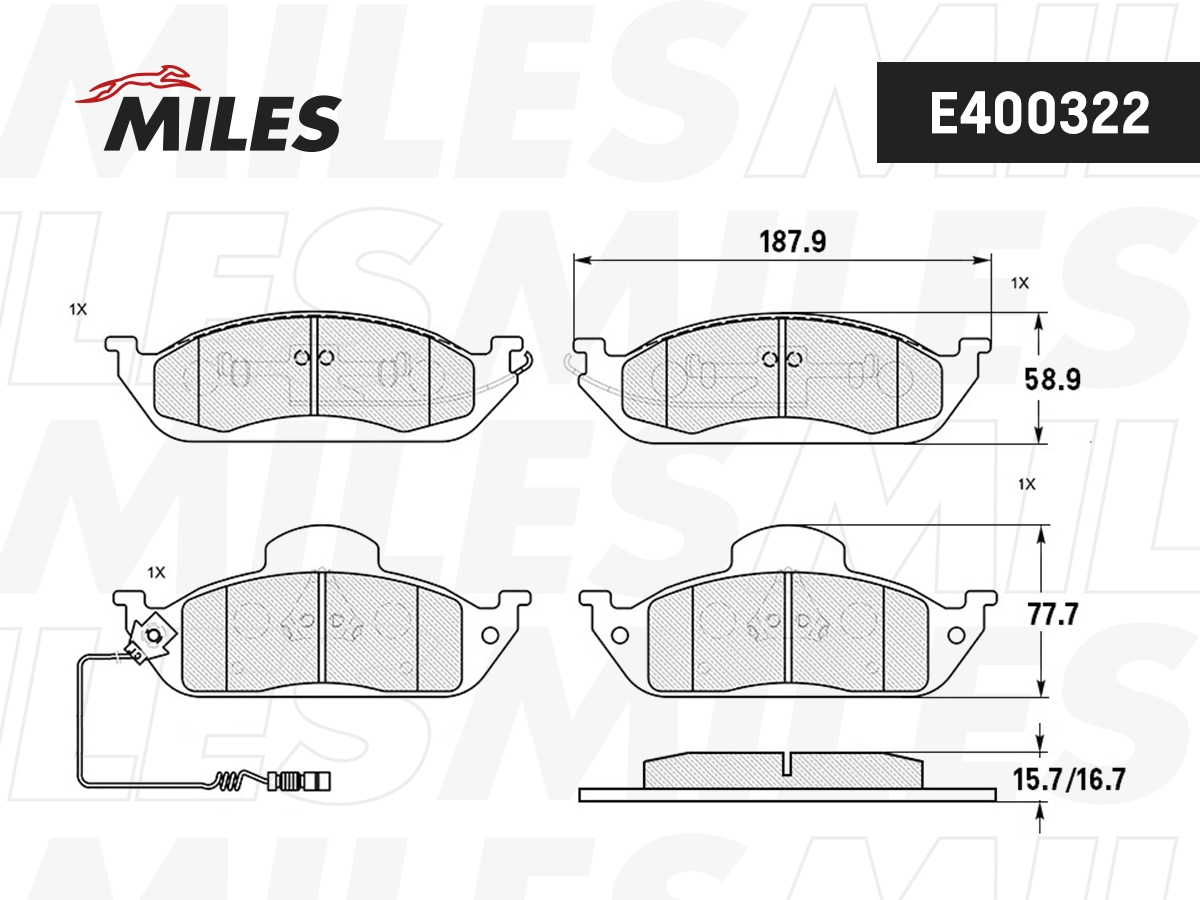 Комплект тормозных колодок дисковый тормоз MILES E400322
