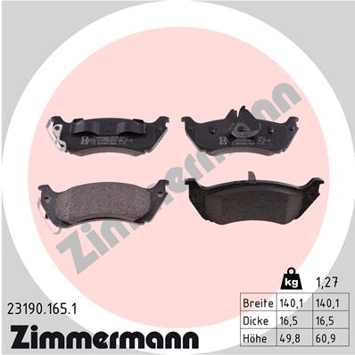 Комплект тормозных колодок дисковый тормоз ZIMMERMANN 23190.165.1