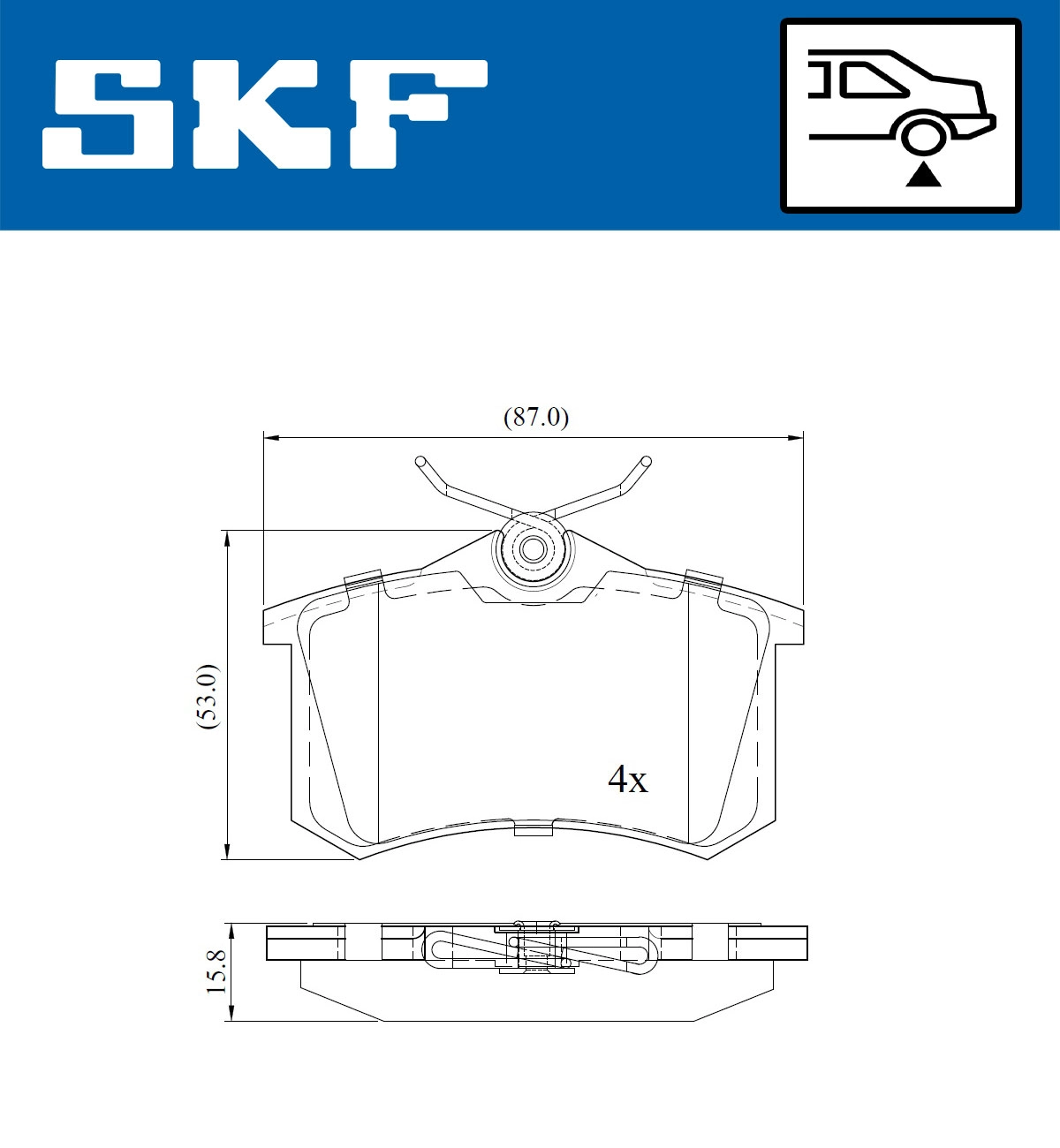 Комплект тормозных колодок дисковый тормоз SKF VKBP 90047