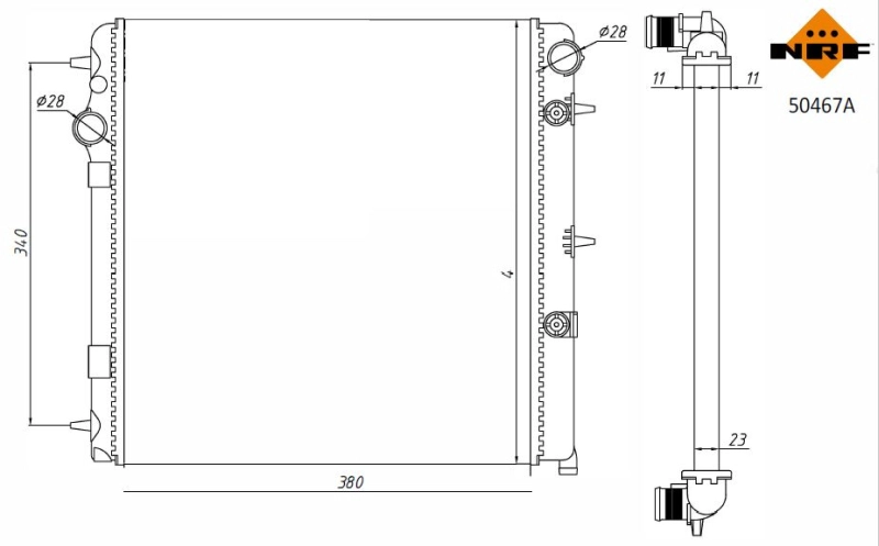 Радиатор охлаждение двигателя economy class NRF 50467A
