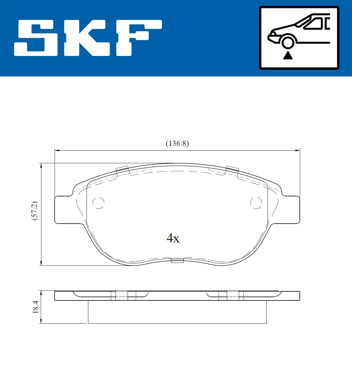 Комплект тормозных колодок дисковый тормоз SKF VKBP 80022