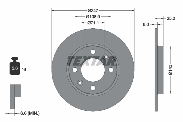 Тормозной диск pro TEXTAR 92055003