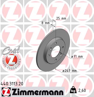 Тормозной диск coat z ZIMMERMANN 440.3113.20
