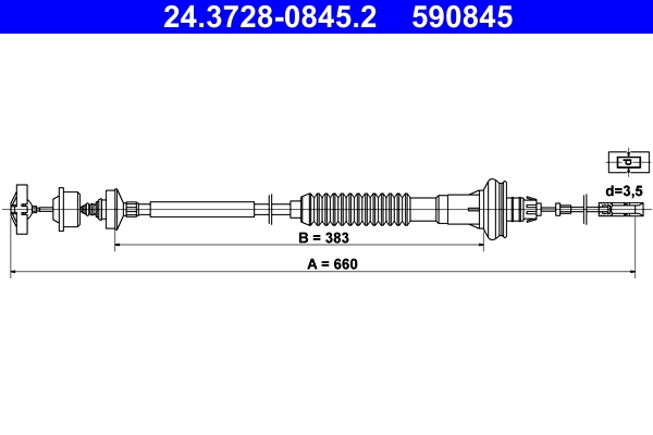 Трос управление сцеплением ATE 24.3728-0845.2