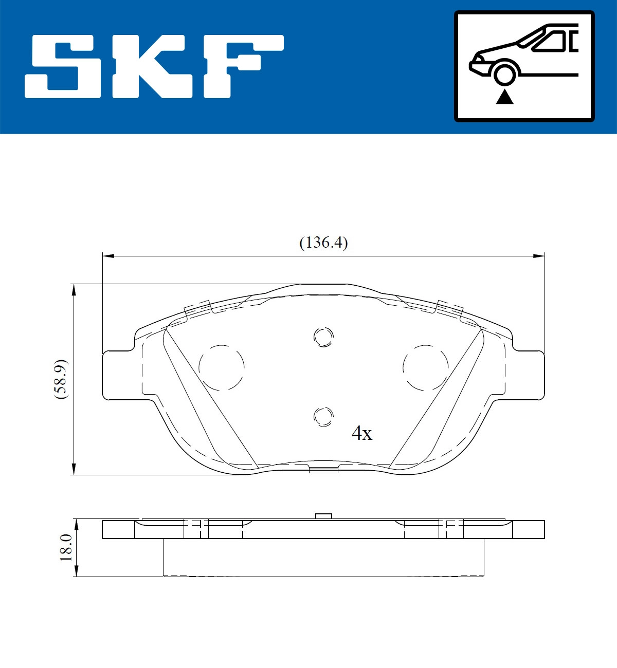 Комплект тормозных колодок дисковый тормоз SKF VKBP 80098