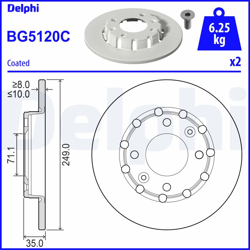 Тормозной диск DELPHI BG5120C