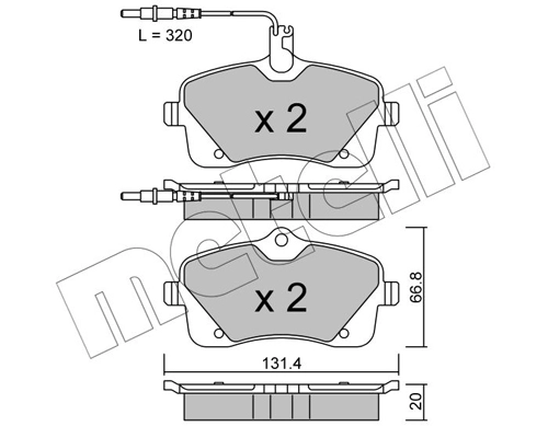 Комплект тормозных колодок дисковый тормоз METELLI 22-0853-0