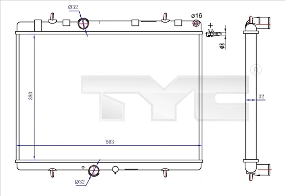Радиатор охлаждение двигателя TYC 726-0020-R