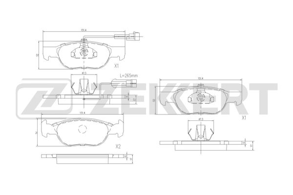 Комплект тормозных колодок дисковый тормоз ZEKKERT BS-3033
