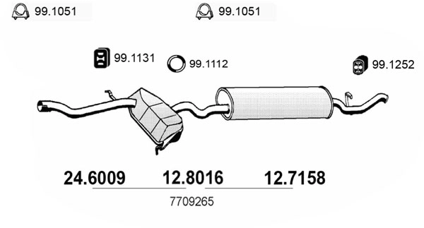 Средний / конечный глушитель ог ASSO 12.8016