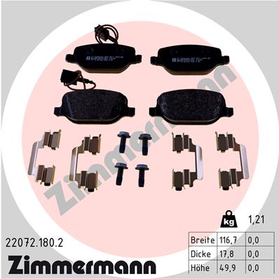 Комплект тормозных колодок дисковый тормоз ZIMMERMANN 22072.180.2