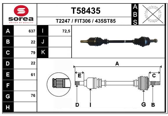 Приводной вал EAI T58435