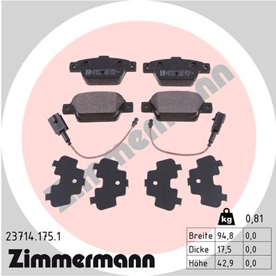 Комплект тормозных колодок дисковый тормоз ZIMMERMANN 23714.175.1