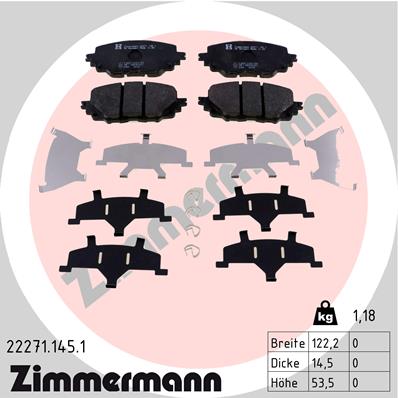 Комплект тормозных колодок дисковый тормоз ZIMMERMANN 22271.145.1