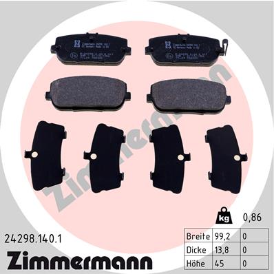 Комплект тормозных колодок дисковый тормоз ZIMMERMANN 24298.140.1