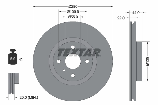 Тормозной диск pro+ TEXTAR 92304205