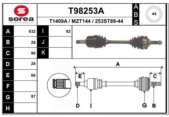 Приводной вал EAI T98253A