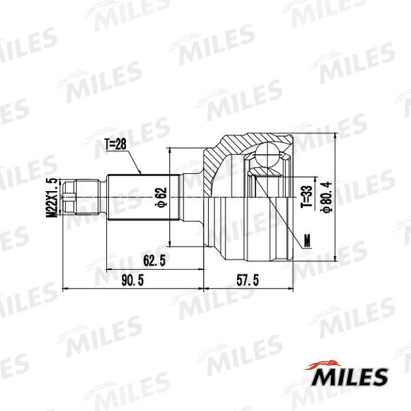 Шарнирный комплект приводной вал MILES GA20658