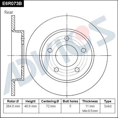 Тормозной диск ADVICS E6R073B