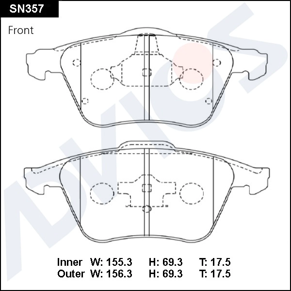 Комплект тормозных колодок дисковый тормоз ADVICS SN357