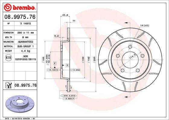 Тормозной диск xtra line - max BREMBO 08.9975.76