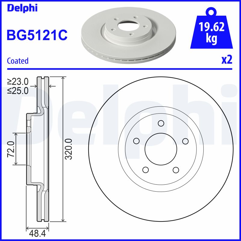 Тормозной диск DELPHI BG5121C
