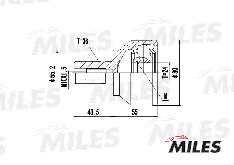 Шарнирный комплект приводной вал MILES GA20209