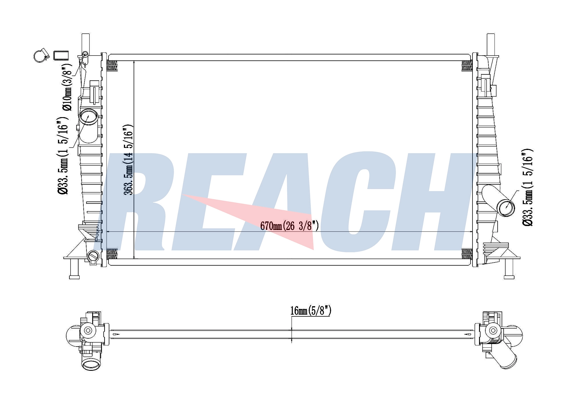 Радиатор охлаждение двигателя REACH 1.41.2696.016