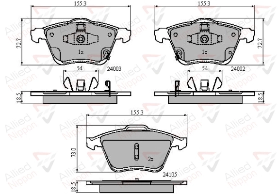 Комплект тормозных колодок дисковый тормоз anl braking ALLIED NIPPON ADB31522