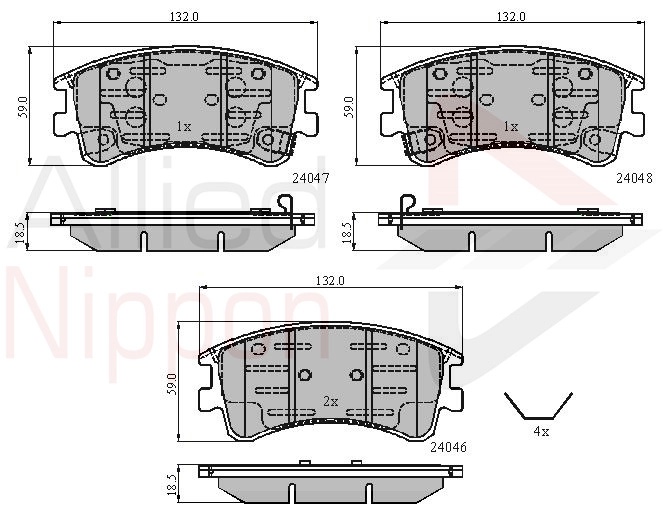 Комплект тормозных колодок дисковый тормоз anl braking ALLIED NIPPON ADB3950
