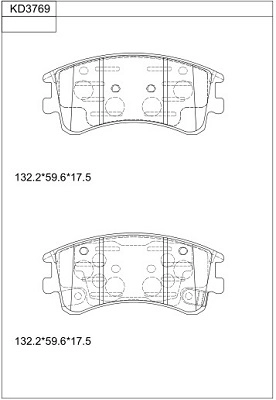 Комплект тормозных колодок дисковый тормоз ASIMCO KD3769