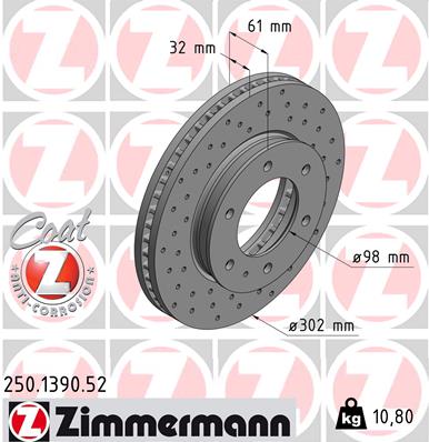 Тормозной диск sport brake disc z ZIMMERMANN 250.1390.52