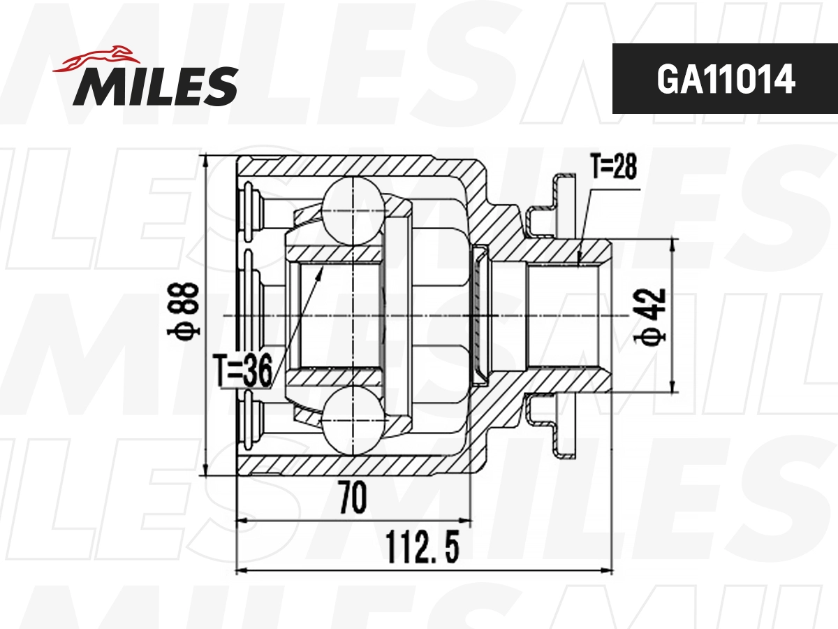 Шарнирный комплект приводной вал MILES GA11014