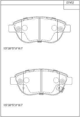 Комплект тормозных колодок дисковый тормоз ASIMCO KD7452
