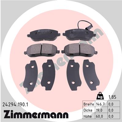 Комплект тормозных колодок дисковый тормоз ZIMMERMANN 24294.190.1