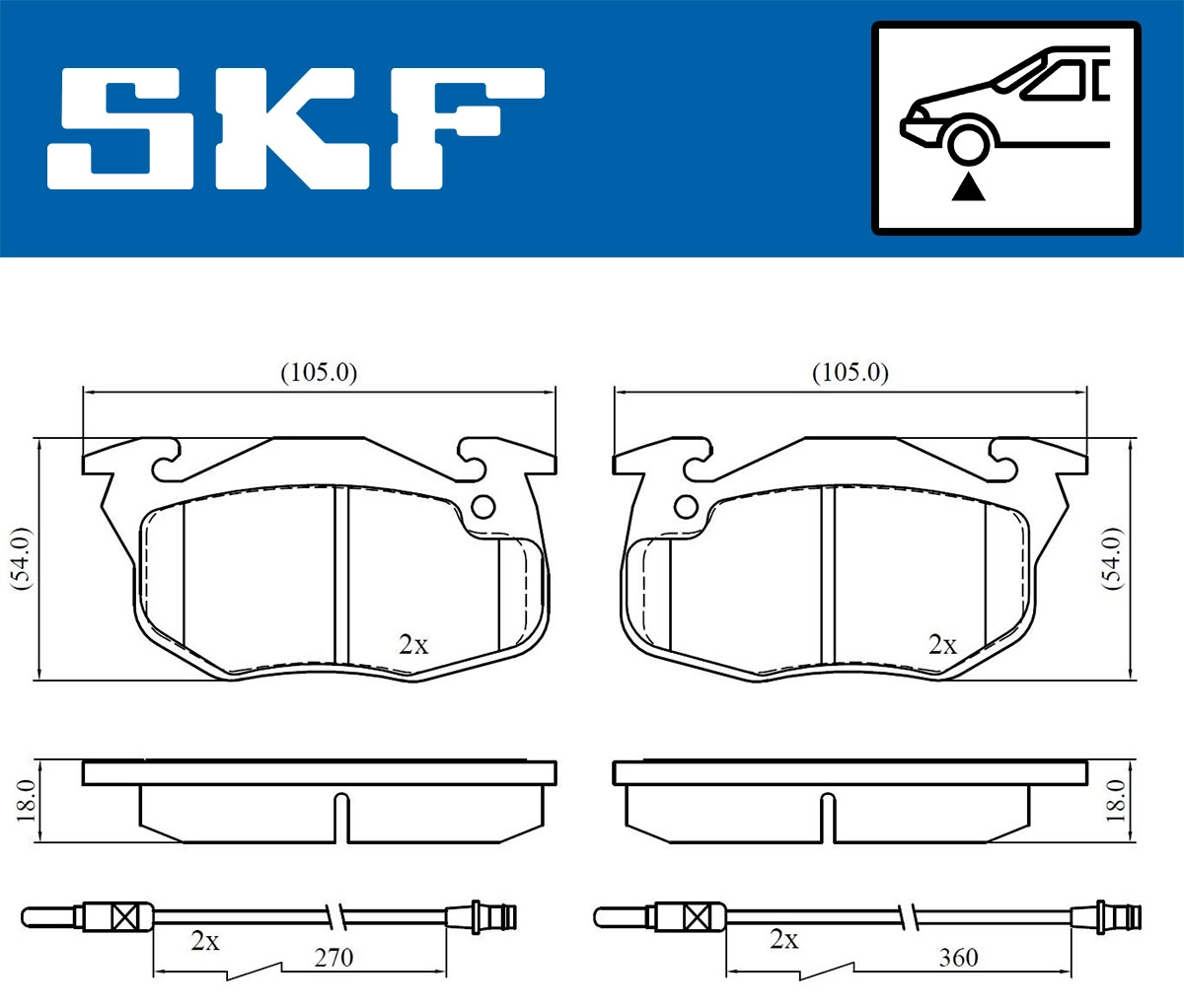 Комплект тормозных колодок дисковый тормоз SKF VKBP 80352 E