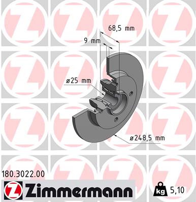 Тормозной диск ZIMMERMANN 180.3022.00