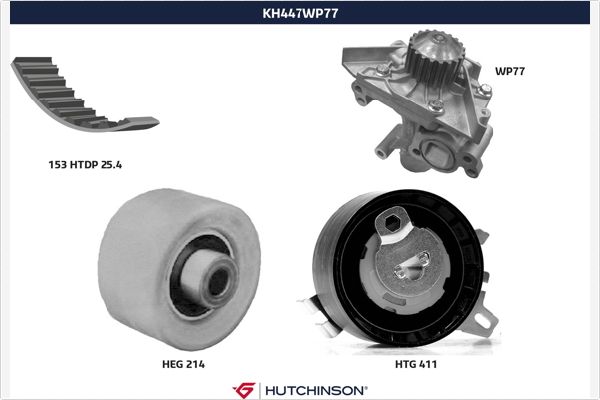 Водяной насос + комплект зубчатого ремня HUTCHINSON KH 447WP77