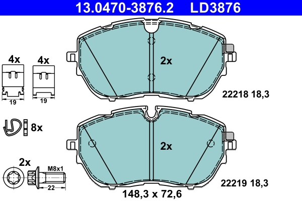 Комплект тормозных колодок дисковый тормоз ate ceramic ATE 13.0470-3876.2
