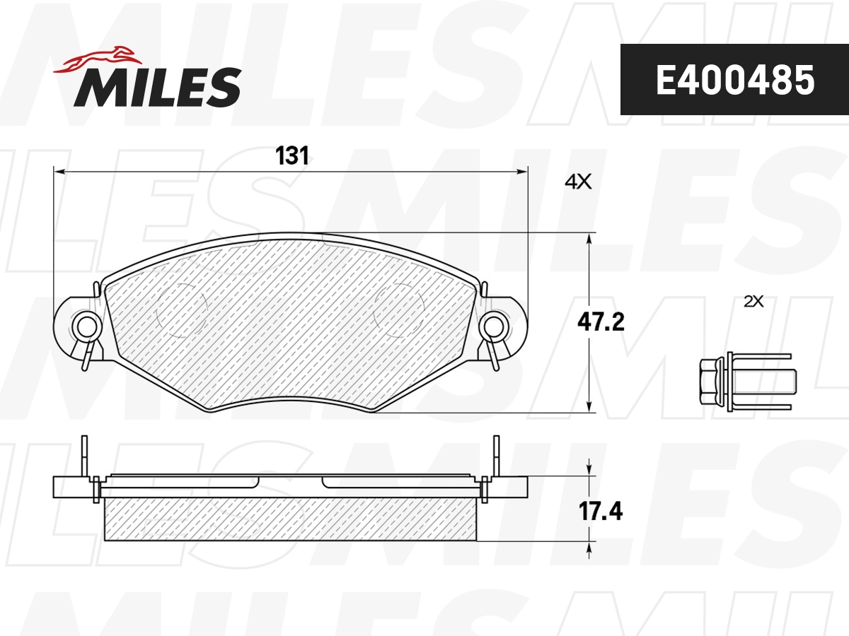 Комплект тормозных колодок дисковый тормоз MILES E400485