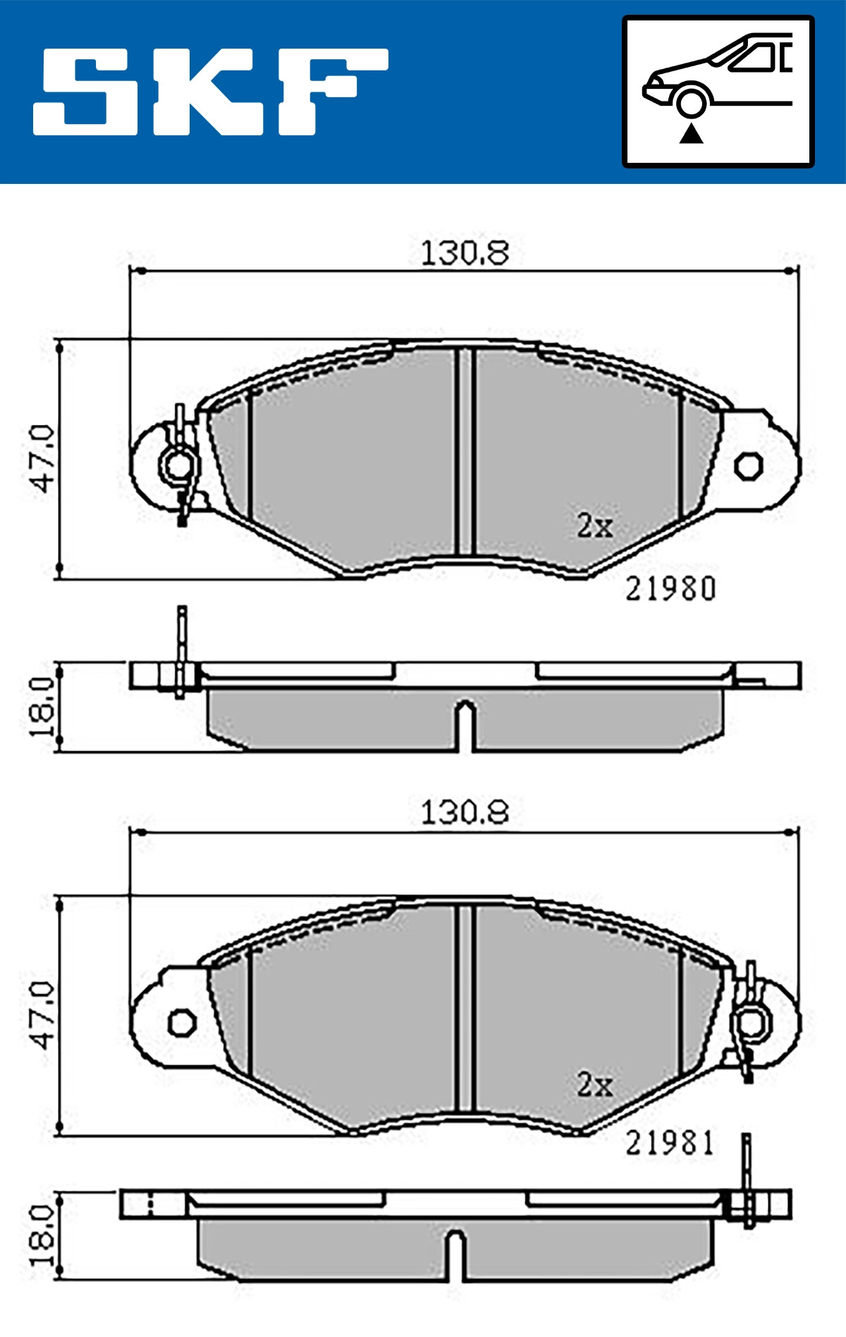Комплект тормозных колодок дисковый тормоз SKF VKBP 80212