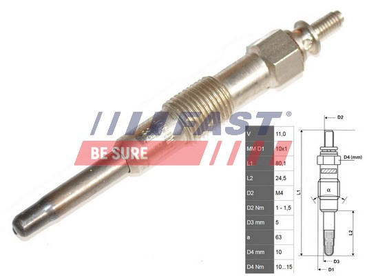 Свеча накаливания FAST FT82727