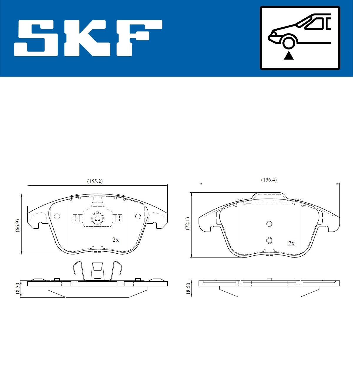 Комплект тормозных колодок дисковый тормоз SKF VKBP 80168
