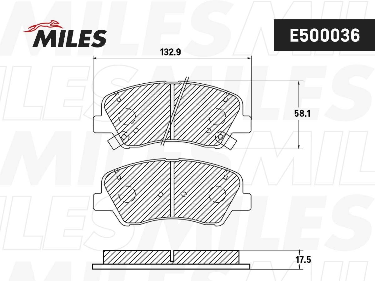Комплект тормозных колодок дисковый тормоз MILES E500036