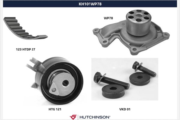 Водяной насос + комплект зубчатого ремня HUTCHINSON KH101WP78