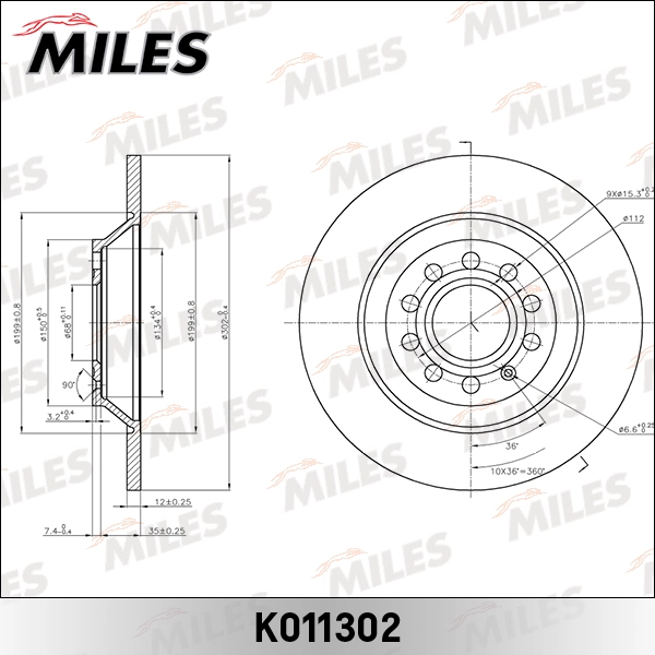 Тормозной диск MILES K011302